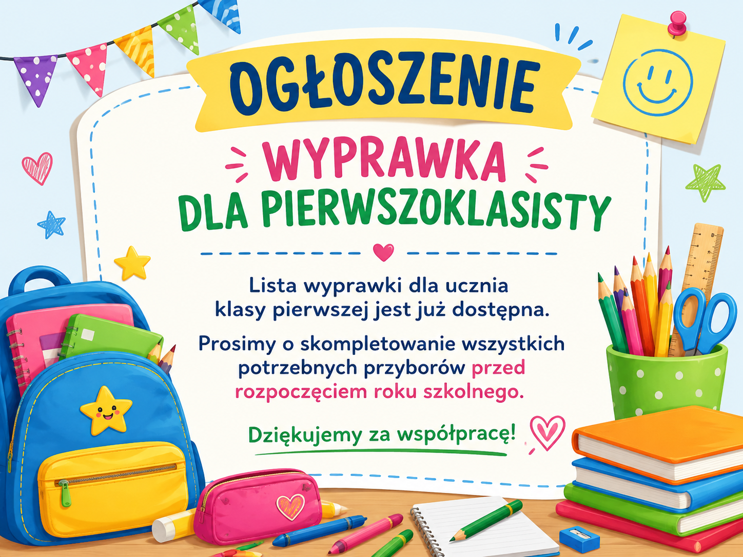 Wyprawka dla pierwszoklasisty.